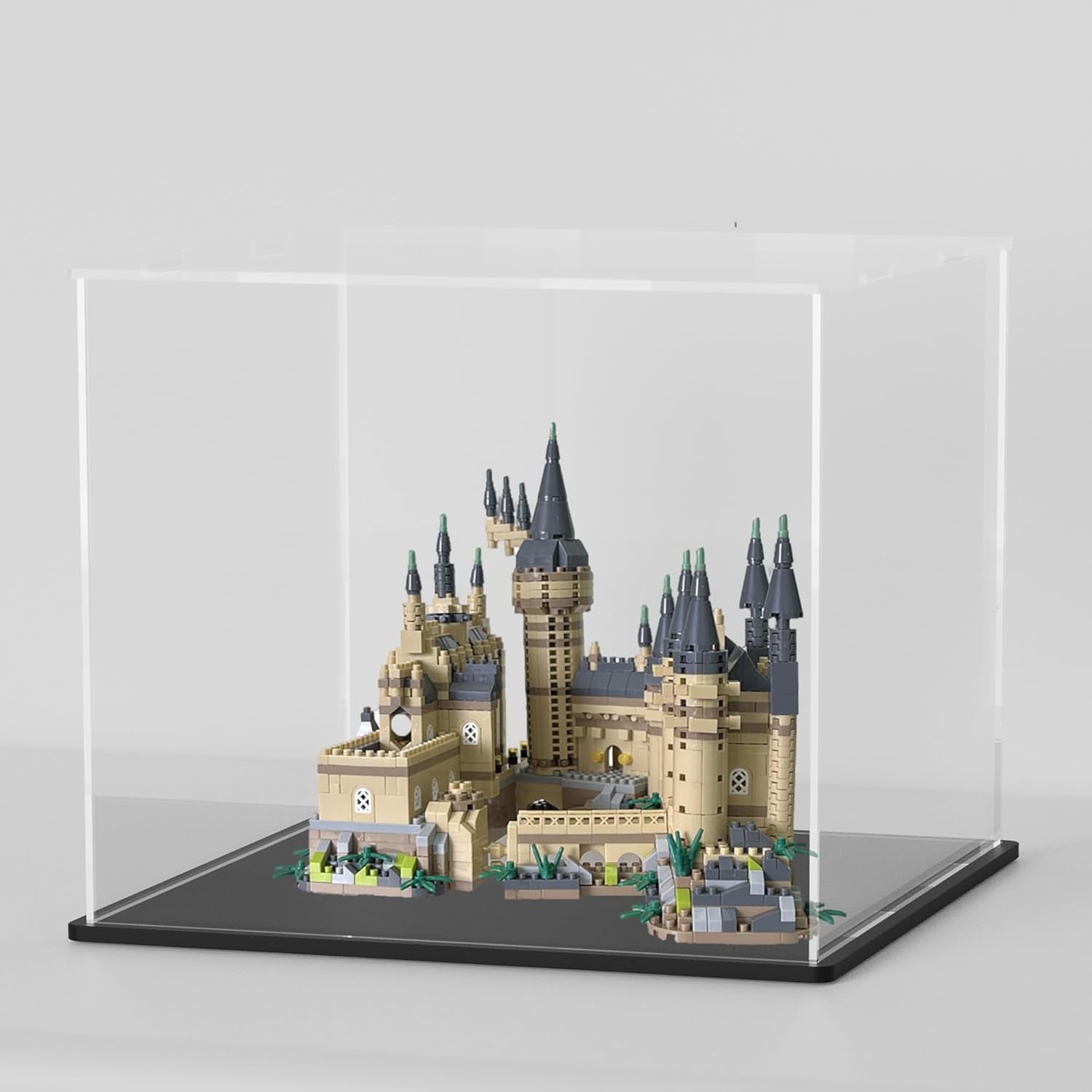 Acrylic Display Case, 8X8X8 Inch Cube, Clear Acrylic Box with Matte Black Base and Lid for Collectibles and Figures